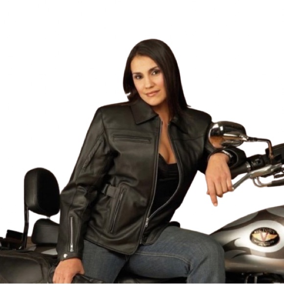 Bristol Leather Ladies Black Touring Motorcycle Biker Jacket Size 16